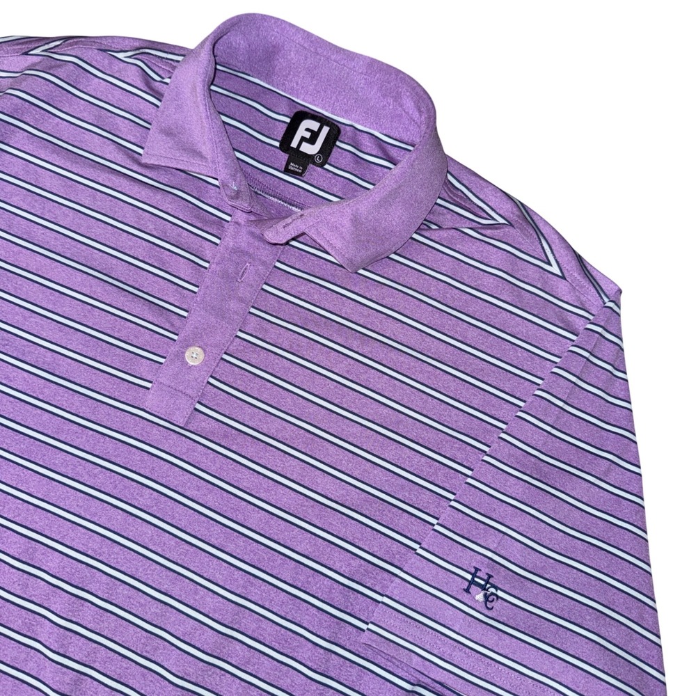 FootJoy Polo Shirt Large Purple Striped Performance Golf Hershey‎ country club